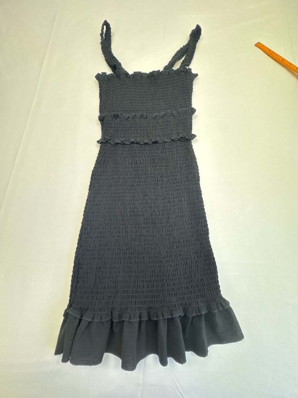 Love Tree Women's Black Smocked Ruffle Hem Mini Dress